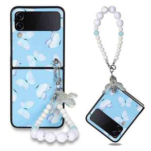 For Samsung Galaxy Z Flip4 TPU Shockproof Folding Protective Phone Case with Bracelet(Blue Butterfly)