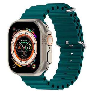 Ocean Silicone Watch Band For Apple Watch Ultra 49mm / Series 8&7 45mm / SE 2&6&SE&5&4 44mm (Dark Green)