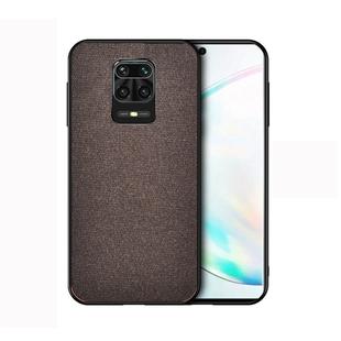 For Xiaomi Redmi Note 9 Pro Shockproof Cloth Texture PC + TPU Protective Case(Brown)