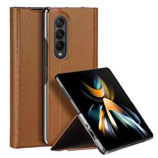 For Samsung Galaxy Z Fold4 DUX DUCIS Bril Series PU + TPU Phone Case(Brown)