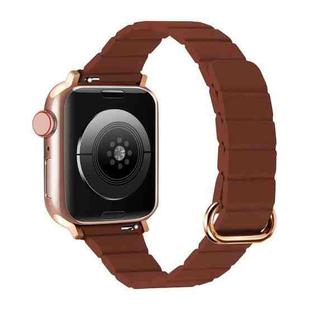 Reverse Buckle Magnetic Watch Band For Apple Watch Series 8&7 45mm / SE 2&6&SE&5&4 44mm(2# Saddle Brown)