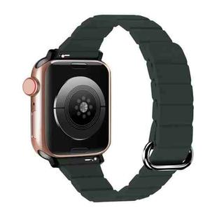 Reverse Buckle Magnetic Watch Band For Apple Watch Series 8&7 45mm / SE 2&6&SE&5&4 44mm(16# Pine Needle Green)