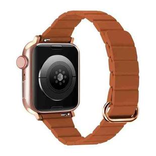 Reverse Buckle Magnetic Watch Band For Apple Watch Series 8&7 41mm / SE 2&6&SE&5&4 40mm(6# Golden Brown)