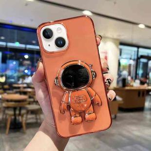 For iPhone 14 Plating Astronaut Holder TPU Phone Case (Orange Red)