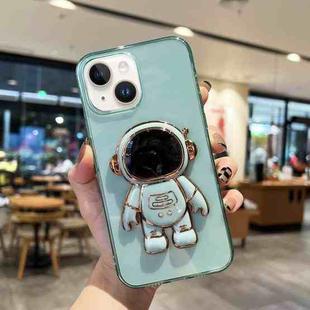 For iPhone 14 Plating Astronaut Holder TPU Phone Case (Green)