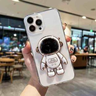 For iPhone 11 Plating Astronaut Holder TPU Phone Case (Transparent White)