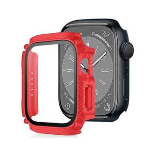 Screen Tempered Glass Film Armor Waterproof Watch Case For Apple Watch Series 8&7 45mm(Red)