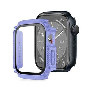 Screen Tempered Glass Film Armor Waterproof Watch Case For Apple Watch Series 8&7 45mm(Purple)
