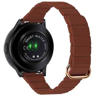 For Samsung Galaxy Watch5 20mm Magnetic Buckle Leather Watch Band(Rose Gold+Dark Brown)