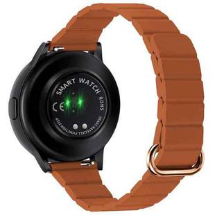 For Samsung Galaxy Watch5 20mm Magnetic Buckle Leather Watch Band(Rose Gold+Golden Brown)