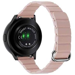 For Samsung Galaxy Watch5 20mm Magnetic Buckle Leather Watch Band(Silver+Pink)