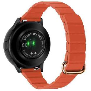 For Samsung Galaxy Watch3 45mm 22mm Magnetic Buckle Leather Watch Band(Rose Gold+Orange)