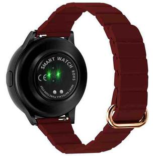 For Samsung Galaxy Watch3 45mm 22mm Magnetic Buckle Leather Watch Band(Rose Gold+Wine Red)