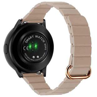 For Samsung Galaxy Watch3 45mm 22mm Magnetic Buckle Leather Watch Band(Rose Gold+Khaki)
