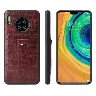 For Huawei Mate 30 Pro Fierre Shann Crocodile Texture PU Leather Protective Case with Card Slot(Brown)