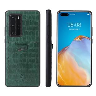 For Huawei P40 Fierre Shann Crocodile Texture PU Leather Protective Case with Card Slot(Green)
