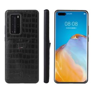 For Huawei P40 Pro Fierre Shann Crocodile Texture PU Leather Protective Case with Card Slot(Black)