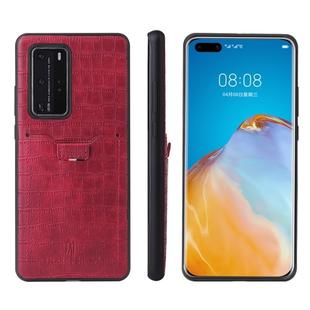 For Huawei P40 Pro Fierre Shann Crocodile Texture PU Leather Protective Case with Card Slot(Red)