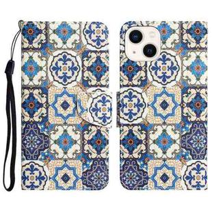 For iPhone 14 Colored Drawing Leather Phone Case (Vintage Totem)