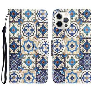 For iPhone 14 Pro Max Colored Drawing Leather Phone Case (Vintage Totem)