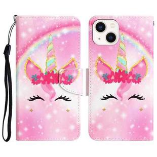 For iPhone 13 mini Colored Drawing Leather Phone Case (Unicorn)