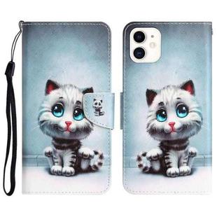 For iPhone 12 mini Colored Drawing Leather Phone Case (Blue Eyes)