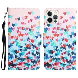 For iPhone 12 / 12 Pro Colored Drawing Leather Phone Case(Heart)