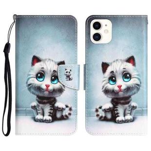 For iPhone 11 Colored Drawing Leather Phone Case (Blue Eyes)