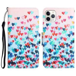 For iPhone 11 Pro Colored Drawing Leather Phone Case(Heart)