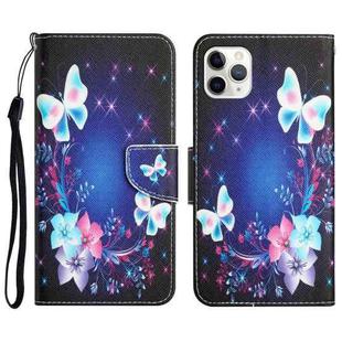 For iPhone 11 Pro Colored Drawing Leather Phone Case(Butterfly)