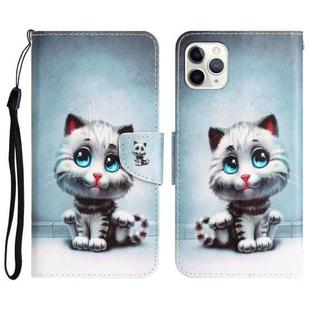 For iPhone 11 Pro Colored Drawing Leather Phone Case(Blue Eyes)
