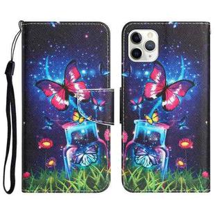 For iPhone 11 Pro Colored Drawing Leather Phone Case(Bottle Butterfly)