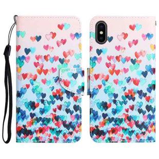 For iPhone XS Max Colored Drawing Leather Phone Case(Heart)