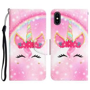 For iPhone XS Max Colored Drawing Leather Phone Case(Unicorn)