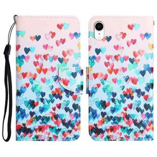 For iPhone XR Colored Drawing Leather Phone Case(Heart)