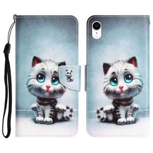 For iPhone XR Colored Drawing Leather Phone Case(Blue Eyes)