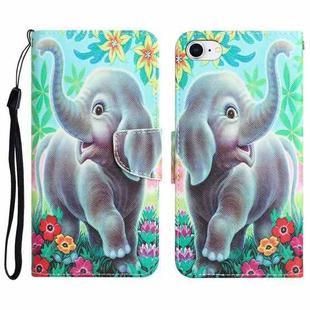 Colored Drawing Leather Phone Case For iPhone 7 / 8(Elephant)