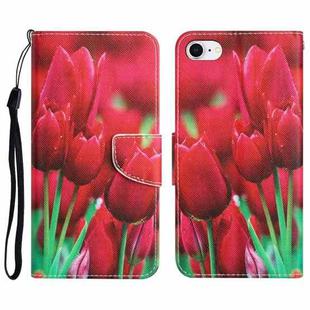 Colored Drawing Leather Phone Case For iPhone 7 / 8(Tulips)