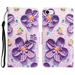 Colored Drawing Leather Phone Case For iPhone 7 / 8(Purple Flower)