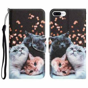 Colored Drawing Leather Phone Case For iPhone 7 Plus / 8 Plus(3 Cats)