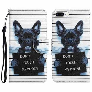 Colored Drawing Leather Phone Case For iPhone 7 Plus / 8 Plus(Black Dog)