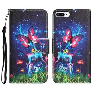 Colored Drawing Leather Phone Case For iPhone 7 Plus / 8 Plus(Bottle Butterfly)
