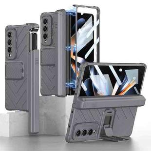 For Samsung Galaxy Z Fold4 GKK Integrated Magnetic Armor Flip Phone Case With Pen Box(Grey)