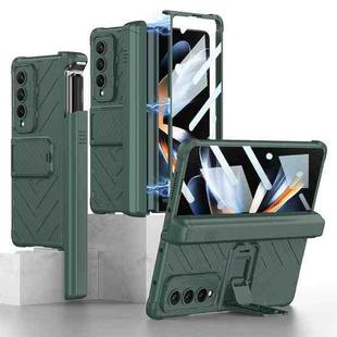 For Samsung Galaxy Z Fold4 GKK Integrated Magnetic Armor Flip Phone Case With Pen Box(Dark Green)