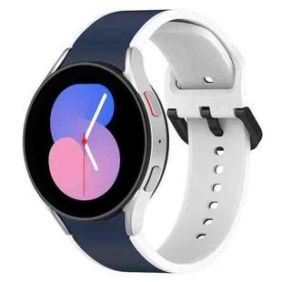 For Samsung Galaxy Watch4 Classic 42mm / Watch4 40mm Two-color Silicone Watch Band(Midnight Blue White)