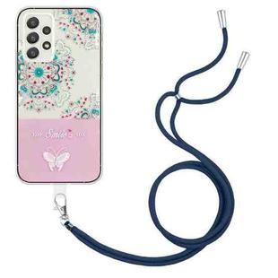 For Samsung Galaxy A32 5G Bronzing Butterfly Flower TPU Phone Case with Lanyard(Peacock Flower)