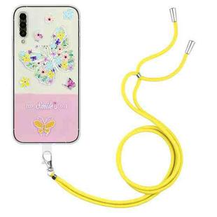 For Samsung Galaxy A50 / A50s / A30s Bronzing Butterfly Flower TPU Phone Case with Lanyard(Colorful Butterfly)