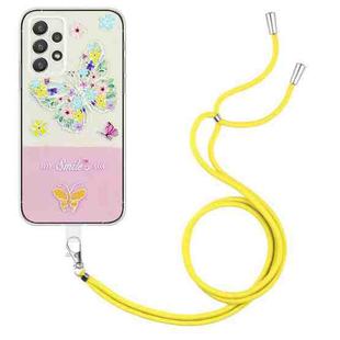 For Samsung Galaxy A53 5G Bronzing Butterfly Flower TPU Phone Case with Lanyard(Colorful Butterfly)