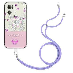 For OnePlus Nord CE 2 5G Bronzing Butterfly Flower TPU Phone Case with Lanyard(Cherry Blossoms)