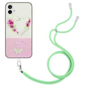 For Nothing Phone 1 Bronzing Butterfly Flower TPU Phone Case with Lanyard(Rose Heart)